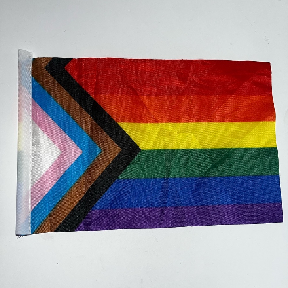 Progress Pride Handheld Flag – 8.5x5.5" LGBTQ Decor – One Flag Only
